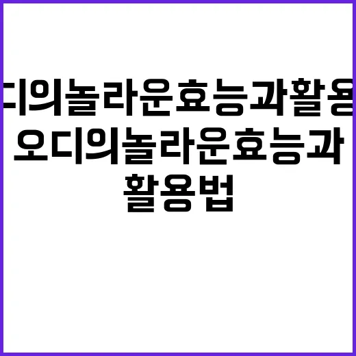 오디의 놀라운 효능과 활용법 - 요약