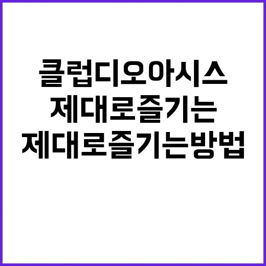 클럽디오아시스를 제대로 즐기는 방법 - 요약