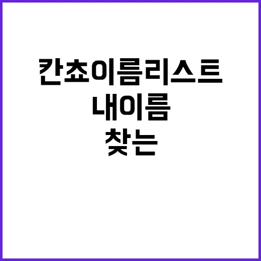 칸쵸 이름 리스트 찾는 방법, 내 이름 없을 때 확인할 것들 - 요약