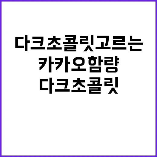 다크초콜릿 고르는 방법, 카카오 함량보다 먼저 볼 것들 - 요약
