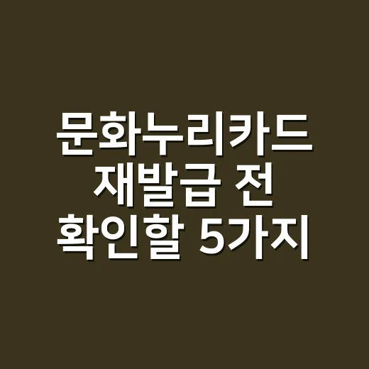 문화누리카드 재발급 전 확인할 5가지 비용 기준 - 요약