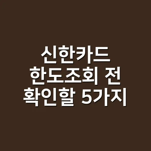 신한카드 한도조회 전 확인할 5가지, 내 한도가 낮게 보이는 이유 - 요약