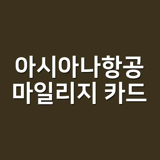 아시아나항공 마일리지 카드, 손해 안 보려면 따져야 할 5가지 숫자 - 요약