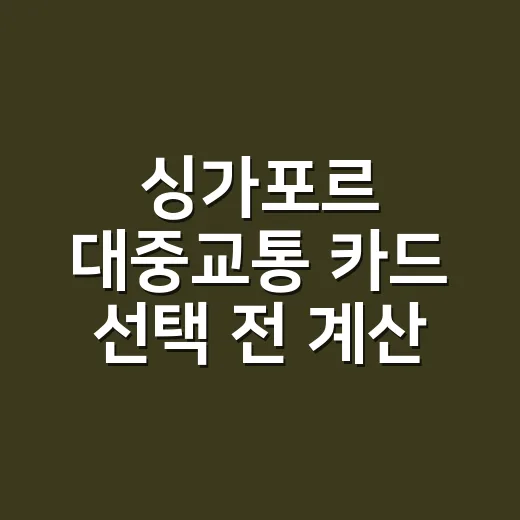 싱가포르 대중교통 카드 선택 전 계산할 5가지 기준 - 요약