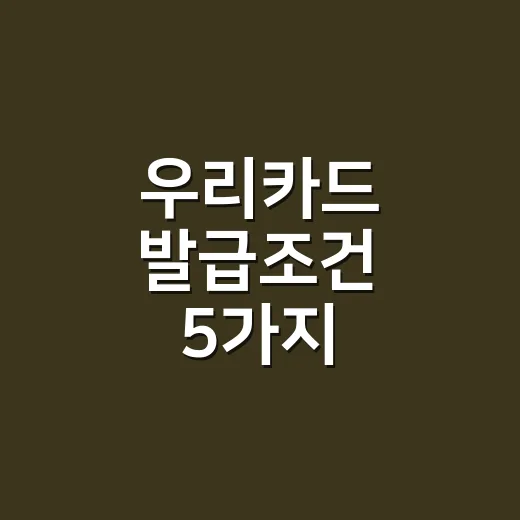 우리카드 발급조건 5가지, 승인보다 중요한 한도 계산법 - 요약