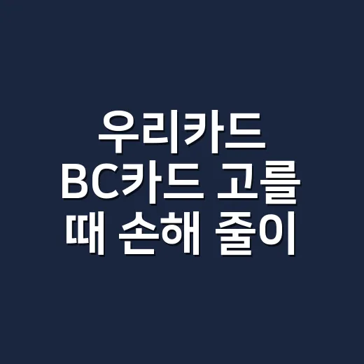 우리카드 BC카드 고를 때 손해 줄이는 5가지 계산법 - 요약