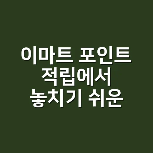 이마트 포인트 적립에서 놓치기 쉬운 5가지 계산 포인트 - 요약
