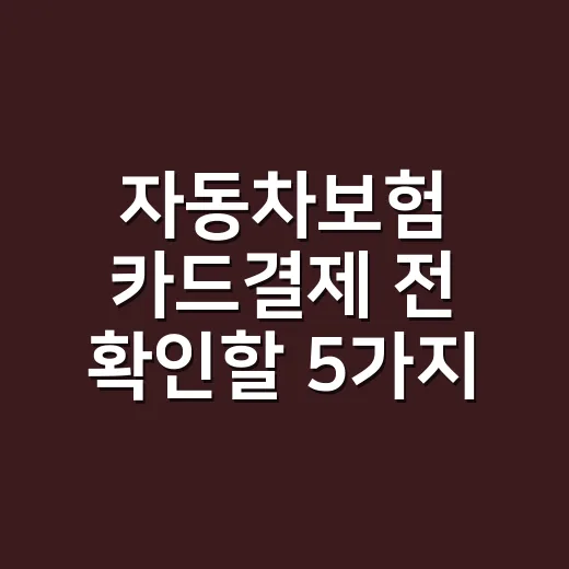 자동차보험 카드결제 전 확인할 5가지 계산법 - 요약
