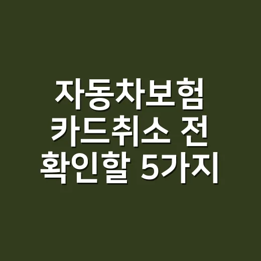 자동차보험 카드취소 전 확인할 5가지: 할부·실적·할인까지 다시 계산해야 합니다 - 요약