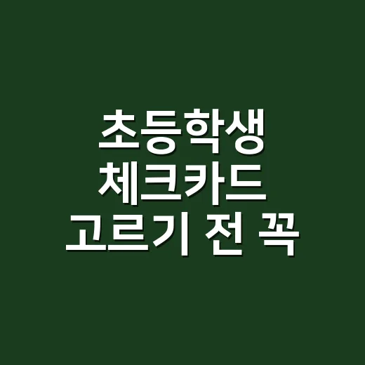 초등학생 체크카드 고르기 전 꼭 계산할 5가지 - 요약
