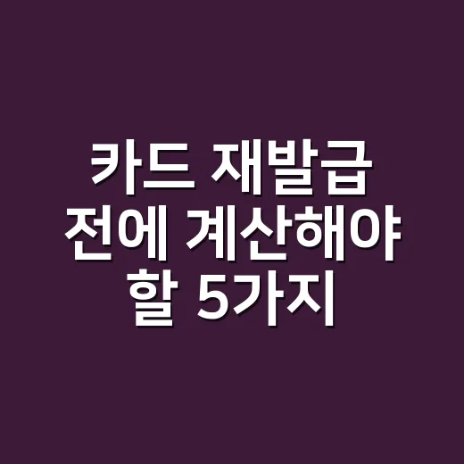 카드 재발급 전에 계산해야 할 5가지 비용과 손해 포인트 - 요약