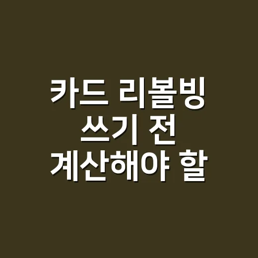 카드 리볼빙 쓰기 전 계산해야 할 5가지 숫자 - 요약