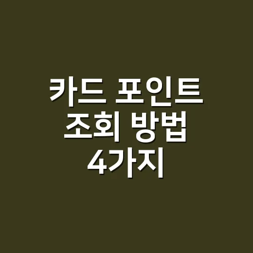 카드 포인트 조회 방법 4가지, 잠자는 포인트까지 현금화하는 순서 - 요약