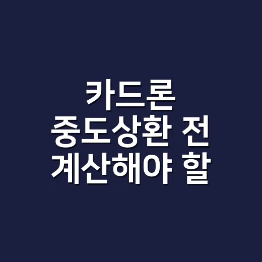 카드론 중도상환 전 계산해야 할 5가지 기준 - 요약