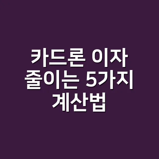 카드론 이자 줄이는 5가지 계산법: 500만원 빌리기 전 봐야 할 숫자 - 요약