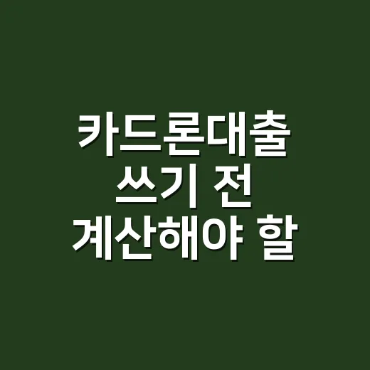 카드론대출 쓰기 전 계산해야 할 5가지 숫자 - 요약