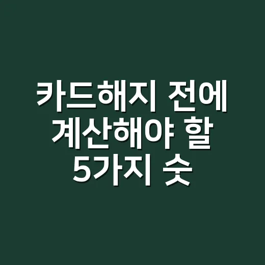 카드해지 전에 계산해야 할 5가지 숫자 - 요약