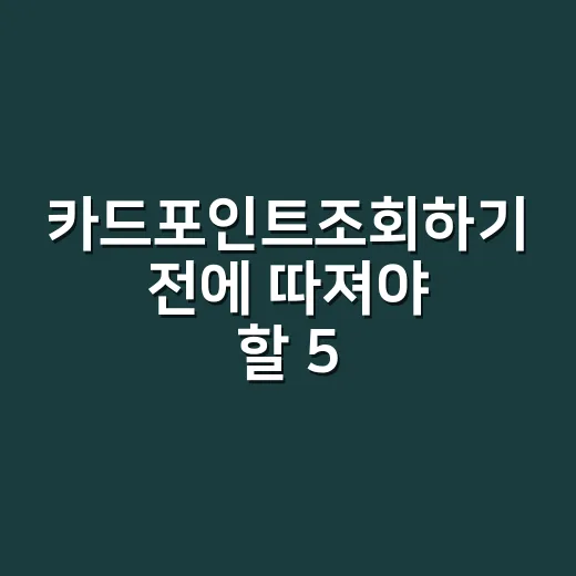 카드포인트조회하기 전에 따져야 할 5가지 계산 기준 - 요약
