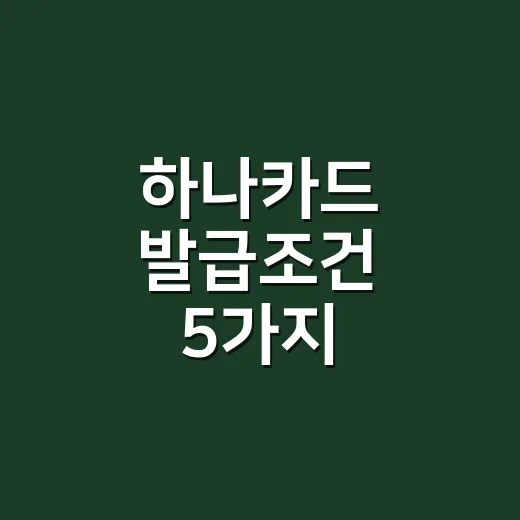 하나카드 발급조건 5가지, 승인보다 먼저 계산해야 할 것 - 요약