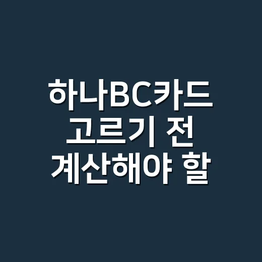 하나BC카드 고르기 전 계산해야 할 5가지 - 요약