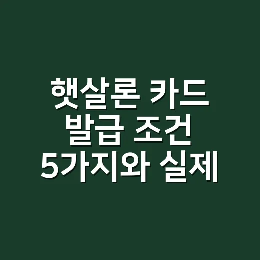 햇살론 카드 발급 조건 5가지와 실제 이득 계산법 - 요약