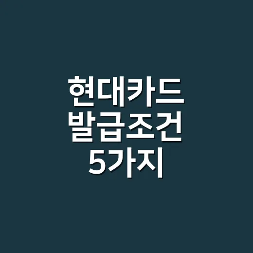 현대카드 발급조건 5가지: 점수보다 먼저 보는 기준 - 요약