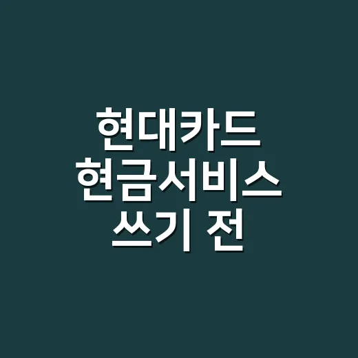 현대카드 현금서비스 쓰기 전 계산할 5가지 숫자 - 요약
