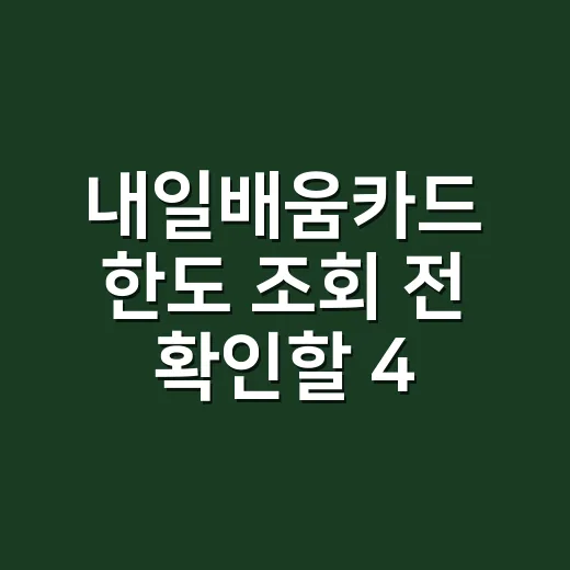 내일배움카드 한도 조회 전 확인할 4가지 - 요약