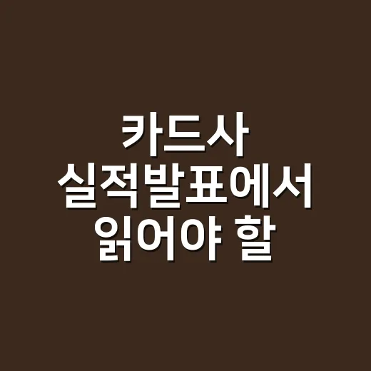카드사 실적발표에서 읽어야 할 4가지 숫자 - 요약