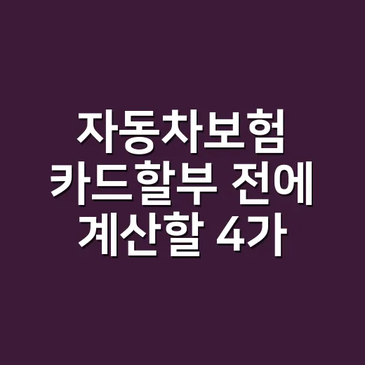 자동차보험 카드할부 전에 계산할 4가지 - 요약