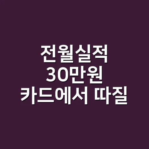 전월실적 30만원 카드에서 따질 4가지 숫자 - 요약