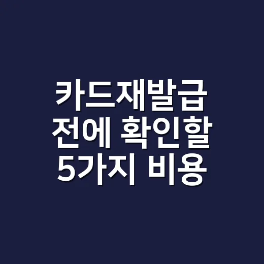 카드재발급 전에 확인할 5가지 비용 - 요약