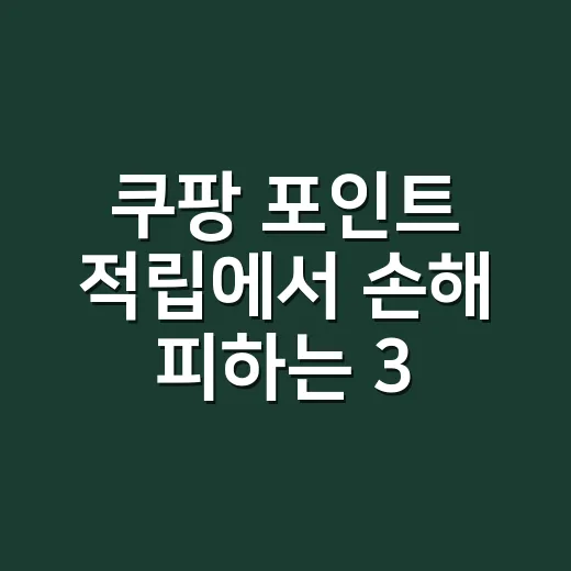 쿠팡 포인트 적립에서 손해 피하는 3가지 계산 - 요약