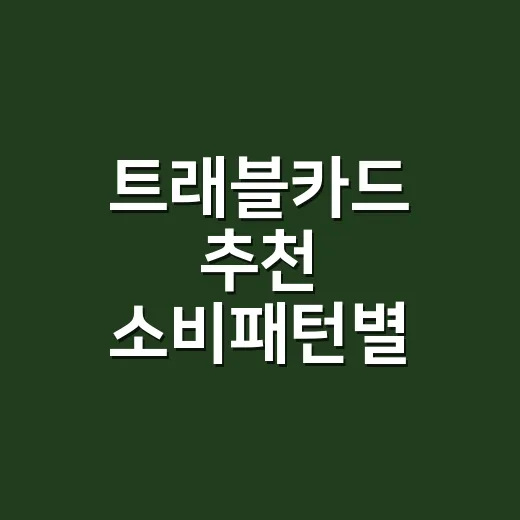 트래블카드 추천 소비패턴별 4가지 선택법 - 요약