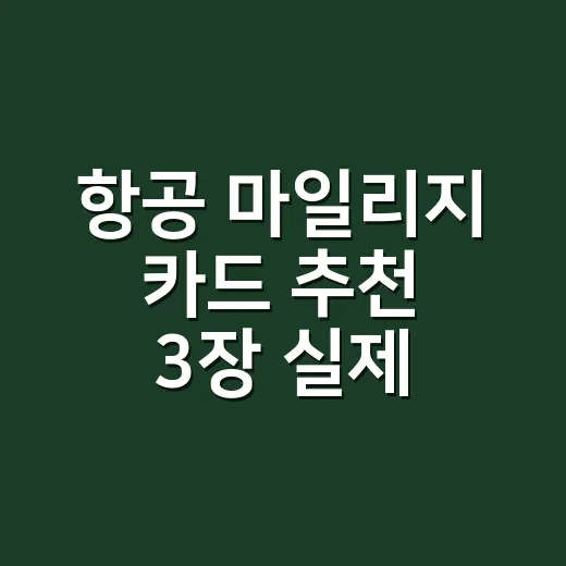 항공 마일리지 카드 추천 3장 실제 계산 - 요약