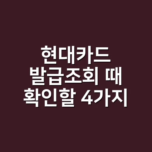 현대카드 발급조회 때 확인할 4가지 - 요약