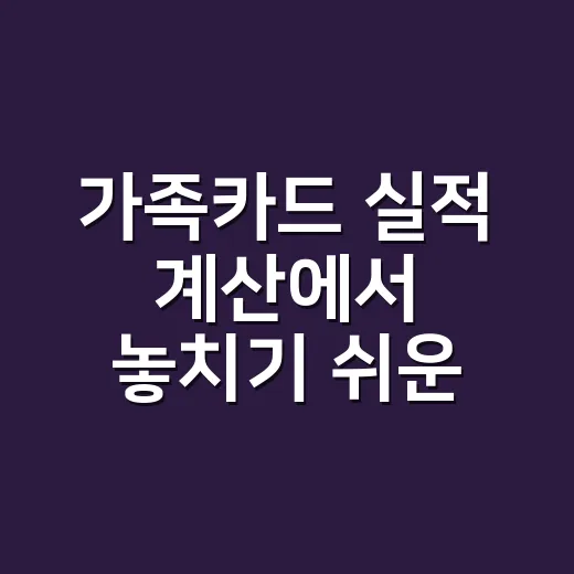 가족카드 실적 계산에서 놓치기 쉬운 4가지 - 요약