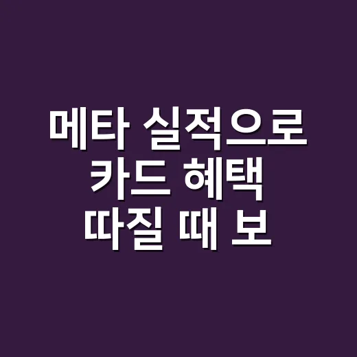 메타 실적으로 카드 혜택 따질 때 보는 4가지 - 요약