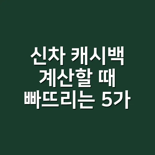 신차 캐시백 계산할 때 빠뜨리는 5가지 - 요약