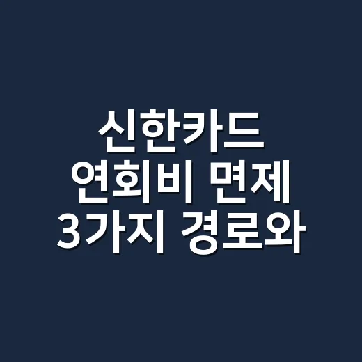 신한카드 연회비 면제 3가지 경로와 손익 계산 - 요약