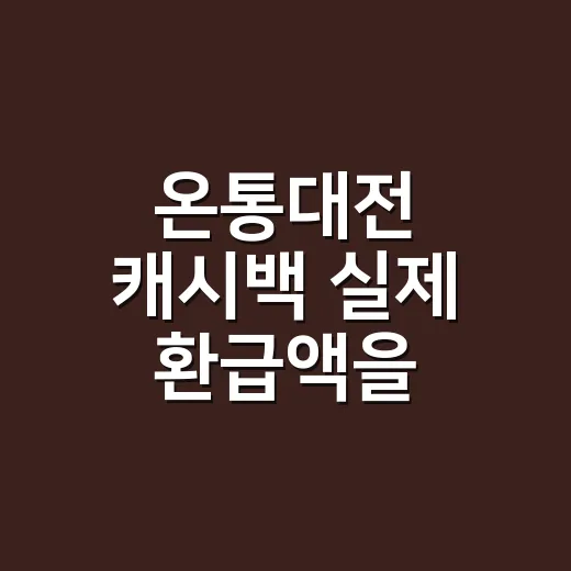 온통대전 캐시백 실제 환급액을 가르는 3가지 - 요약