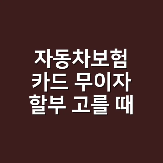 자동차보험 카드 무이자 할부 고를 때 따질 4가지 - 요약