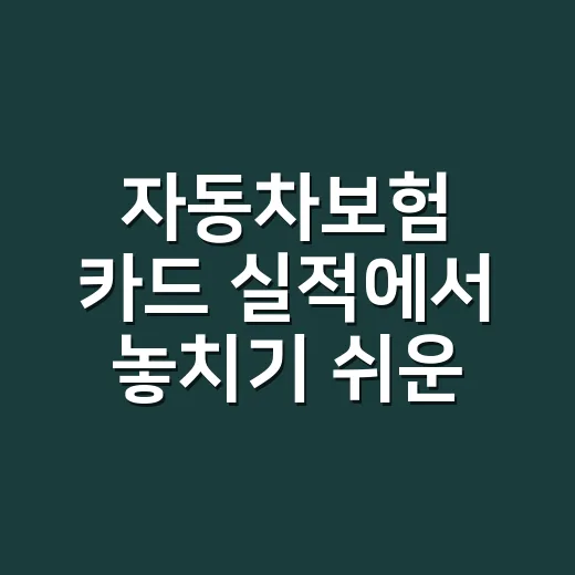 자동차보험 카드 실적에서 놓치기 쉬운 3가지 - 요약