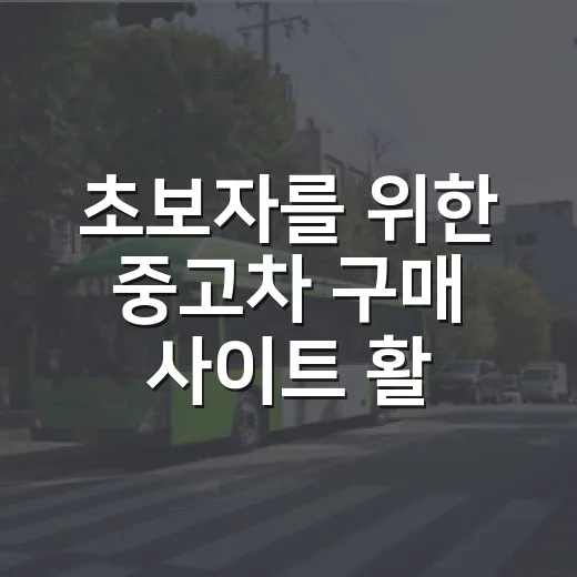 초보자를 위한 중고차 구매 사이트 활용법 - 요약