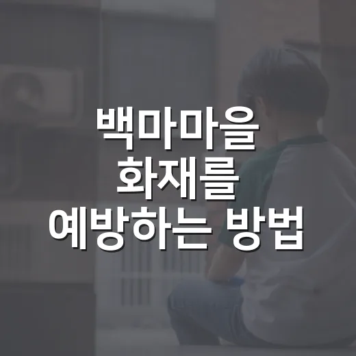 백마마을 화재를 예방하는 방법, 우리가 할 수 있는 일들 - 요약