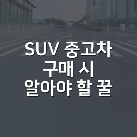 SUV 중고차 구매 시 알아야 할 꿀팁 - 요약