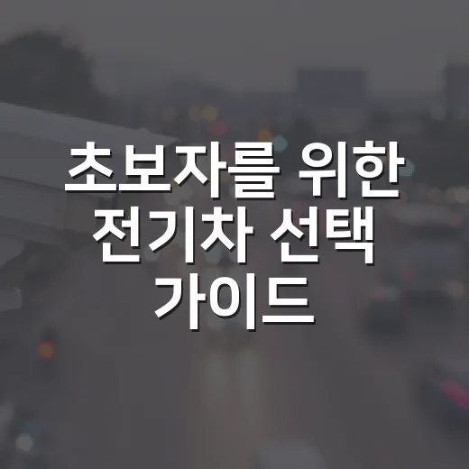 초보자를 위한 전기차 선택 가이드 - 요약