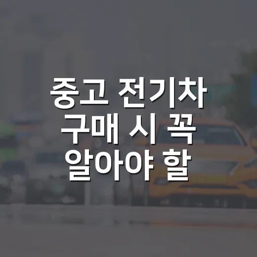 중고 전기차 구매 시 꼭 알아야 할 팁 - 요약