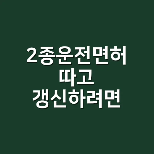 2종운전면허 따고 갱신하려면 이렇게 확인하세요 - 요약