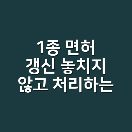 1종 면허 갱신 놓치지 않고 처리하는 방법 - 요약